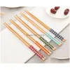 Baguettes Bambou Réutilisable Style Chinois Baguettes Classique Naturel Chop Sticks Passe Au Lave-Vaisselle 9 1/2 Pouces Drop Delivery Home Garde Dhs8P