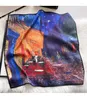 Scarves Painting Series Art Style Sunscreen Shawl Spring And Summer Imitation Silk Scarf Satin Versatile