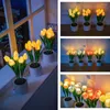 Night Lights Tulips Artificial Flowers LED Light Bouquet Bedroom Bedside Dormitory Decoration Atmosphere INS Table Lamp