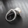Cluster Rings S925 S925 Sterling Silver Ring Retro Thai Art Wholesale Joias Natural Water Fresh Water Pearl Open Ended Women