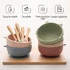 Cups Dishes Utensils Let's make 1 Set Baby Silicone Feeding Bowl Spoon Cartoon Cat Shape Waterproof Suction With Tableware BPA Free 230628