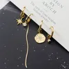 Kolczyki Dangle Fashion Długie frędzle dla kobiet Wykwintny złoty srebrny kolor Słońca Księżyc Oświadczenie Biżuterii ze stali nierdzewnej 2023