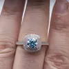 Cluster Rings 1CT Royal Blue Pink Color Moissanite Ring Sterling Silver 925 Women Pass Diamond Test Kvinnlig dating Party Juvorly gåva