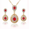 Gold Jewelry Sets Bridal Fine Rhinestone Women Jewellery Charm Crystal Water Drop Pendant Necklaces Earrings Sets for Party