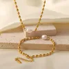 Pendant Necklaces 316L Stainless Steel Fashion Pearl Necklace Natural Chain Single Bracelet