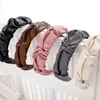 Fashion Women's Hairband Solid Color PU Leather Headband Pleated Turban Casual Headwear Hair Accessories