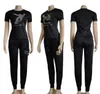 Printemps et été mode perceuse chaude deux pièces Sportswear marque de luxe mode T-shirt décontracté pantalon deux pièces costume de sport design Q6108