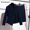 Dwuczęściowa sukienka dla kobiet set w stylu koreański dwupoziomowy zestaw spódnicy z długim rękawem Blazer Top i mini ołówek ubrania spódniczne kobietę 230628