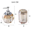 Badtillbehör Set badrumstillbehör 4st Crystalglass Soap Lotion Dispenser Tandborstehållare Tumbler Soap Dish med Tray 230628