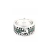 20% OFF Gu Jia's New 925 Silver Double Light Green Enamel Ring with Male and Female Style Interlocking