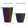 Bags Vertical Rainbow Fold Pencil Case Red Blue Purple Green Stripes University Cool Standing Pencil Box For Teens Pen Organizer