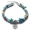 10 pièces Softones bleu étoile de mer tortue cheville multicouche perles breloque mer à la main Boho cheville pied bijoux pour femmes fille