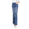 Jeans femme 2023 Extra Large taille longue Micro-évasé mi-taille Slim Stretch pantalon large jambe