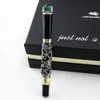 Pennor lyxiga Jinhao präglade Dragon King Spela Green Bead Fountain Pen 18 kgp Medium NIB Gift Collection Pennor