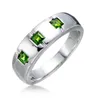 Cluster Rings GESIDE Chrome Diopside Rhodium Over Sterling Silver Ring