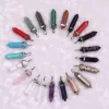 Bullet Shape Pendant Halsband verkliga Amethyst Natural Crystal Quartz Healing Point Chakra Bead Gemstone Opal Stone Pendant