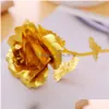 Dekoracyjne kwiaty wieńce 24K Folia Plane Gold Rose Walentynki Prezent Ostatni miłość Miłość Dekoracja Ślubnego Oświetlenie Rosewedding Flowe Dhdf9