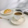 Geschirr-Sets, Vintage-Keramik-Teller, Tasse, Untertasse, geprägt, Snack, Kaffee, Nachmittagstee, Salat, Dessert