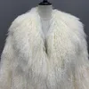 2023 Lady Luxury Mongolian Lamb Fur Coats Winter Thick Warm Natural Fur Overcoats Fluffy Outwear Sheep Fur