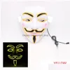 Party-Masken LED-Maske Halloween dekorative Hacker Cosplay Kostüm Vendetta Guy Fawkes leuchten für Festival Gunst Requisiten 8 Farben Drop DHL8N