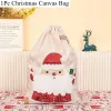 Santa Sacks Christmas Decorations Gift Drawstring Canvas Large Santa Claus Gift Bags Wholesale