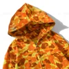 Jaqueta masculina Shark Hoodies Ape Head Orange Camouflage Sweatshirt High Street Brand Jacket Designer Hoodie Tech Fleece Cardigã