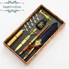 Pennor Student Creative Feather Pen Retro Feather Pennor Set Business Gift Pen Ny European Style Dip Pencil Gifts