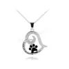 Charm Hollow Heart Shape Necklace For Women Girls Pet Lovers Rhinestone Cat Dog Paw Footprint Pendant Halsband smycken gåvor