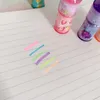 Canetas 6 pcs Garrafa Design Retrátil Highlighter Caneta Recarregável Fluorescente Cor Escola Marcador Set Hilighter Pen 666