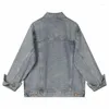 Giacche da donna Cappotto corto in denim tinta unita vintage Abiti femminili 2023 Giacca jeans monopetto primavera Donna Top Capispalla larghi