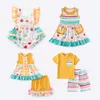 Familjsmatchande kläder Girlymax Summer Sibling Baby Girls Boys Plaid Floral Stripe Romper Shorts Set Ruffles Dress Cotton Milk Silk Kids Clothing 230628