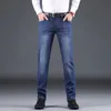 Mens Jeans Classic Style Straight Leg Four Season Loose Business Work Denim Byxor Hög midja Casual Long Pants Män plus storlek 230629