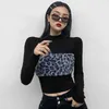 Women's T Shirts Women Clothing 2023 European Fashionable Leopard Print Shirt Top Blue Short Style Tight Casual Simple Undershirt