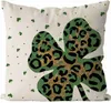 Kussen/decoratieve Patricks Day Covers Inch Leopard Green Home Sofa Decor Happy Day Throw