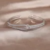 Bangle 14k Real Gold Lating Exquisite AAA Luxury Full Circon Knot Браслет элегантный женский свадебный открытие Регулируемое 0627