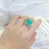 Anelli a grappolo Lussuoso Paraiba Zaffiro a forma di cuore Anello per coppia di diamanti pieni per le donne Smeraldo placcato argento Gioielli da sposa per fidanzamento