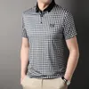 Polo da uomo MLSHP Summer Plaid Stampato ad alta elasticità Polo Camicie Luxury Manica corta Business Casual Golf Uomo T-shirt Uomo Tees 230629
