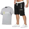 Mens Tracksuits Summer Men Cotton T Shirts Shorts Geographics Two Piece Sets Suit Leisure Sportswear 230627