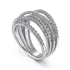 Rings Fashion Female Silver Geometric Line Irregular Multilayer for Women Inlaid Cubic Wedding Jewelry