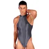 Dames Zwemkleding Heren Zwempak Glanzend Mock Nek Terug Rits Bodysuit Effen Kleur Mouwloos Turnpakje Voor Gymnastiek Training Zwemmen