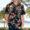 Men s klänningskjortor Hawaiian Men s kort ärmskjorta stora gatukläder 3d halloween terror strand sommar 5xl homme 230629