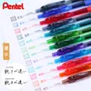 Pens 12 Molors/Lot Japonya Pentel Bln105 Renkli Jel Kalem 0.5mm İğne Uçu Renk Hızlı Yazma Mürekkep Sevimli Sabit Malzemeler