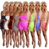 Women Tracksuits Two Pieces Set Designer 2023 New Slant Neck Sleeveless High Waist Shorts Casual Sports Set 8 Colours