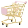 Кухни Play Food Cart Shopping Minifor Trolley Supermarket Колеса с маленьким кукольным домиком Металлические складные детские тележки Продуктовые куклы S 230628