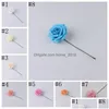 Ghirlande di fiori decorativi Rosa Capolino in schiuma finta Materiale tocco reale Bouquet da sposa artificiale Forniture per feste 19 Disegni Bt2 Dhava