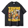 メンズTシャツアニメ東京ヴィンテージウォッシュマイキードラケンハナガキTシャツ特大のハラジュクマンガトップスティーコットン