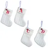 Julstickad alfabetet Sock Candy Gift Wrapped Tree Hanging Stocking A-Z broderad stickad vit Xmas-dekorationer
