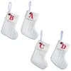 Noël tricoté Alphabet chaussette bonbons cadeau enveloppé arbre suspendu bas A-Z brodé tricot blanc décorations de Noël