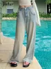 Jeans da donna Jielur Vintage Lavato Dritto Allentato Estate Figura intera Casual Femminile Pantaloni a gamba larga Semplice Basic Fashion Office Lady 230628