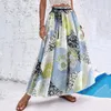 Rokken 2023 Vrouwen Tule Rok Zomer Dubbele Stof Elastische Hoge Taille Boho Maxi Casual Trekkoord A Line Long